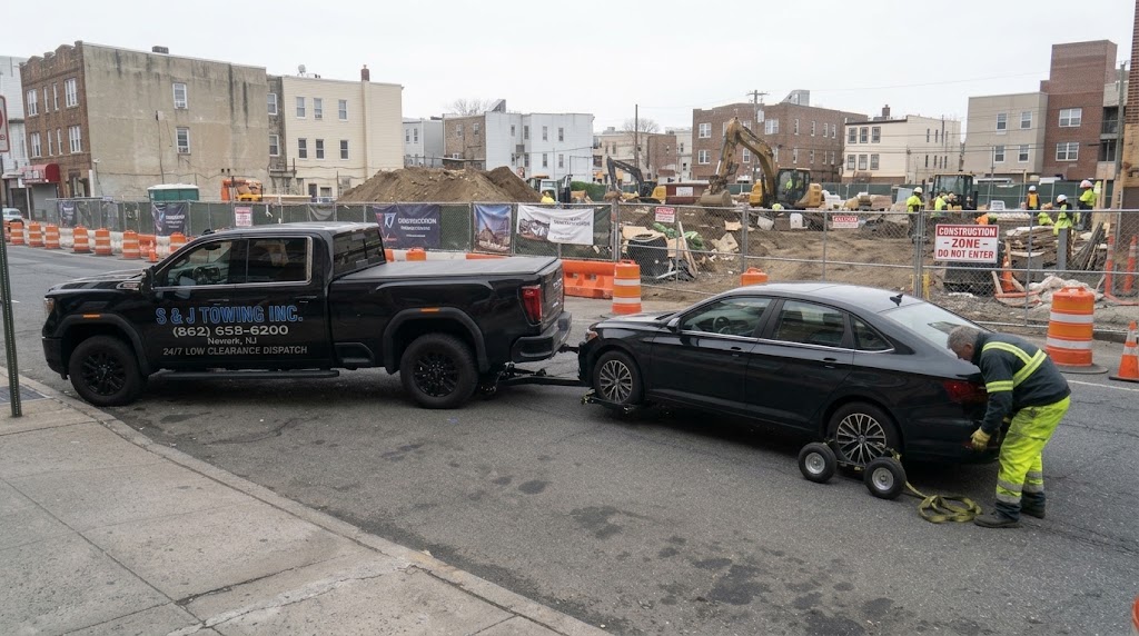 Relocating blocking car from construction zone in New Jersey